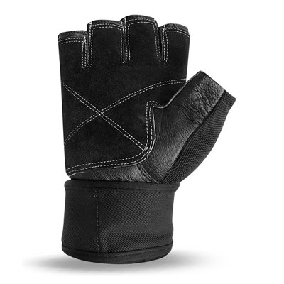 Weight Lifting Leather Workout Long Closure Straps Gloves - 140