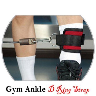 Weight Lifting Gym Ankle D Ring Strap Pulley Cable Attachment Leg Thigh Exercise - Grey
