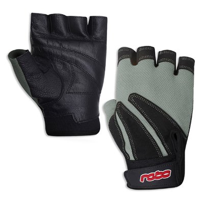 Weight Lifting Half Finger Gloves Leather Fully Padded Gym Workout Gloves Grey