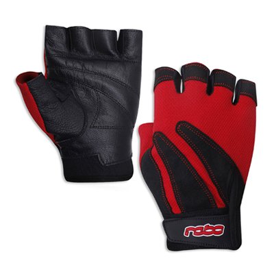 Weight Lifting Half Finger Gloves Leather Fully Padded Gym Workout Gloves Red