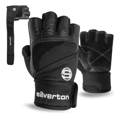 Weight Lifting Leather Workout Long Closure Straps Gloves - 140