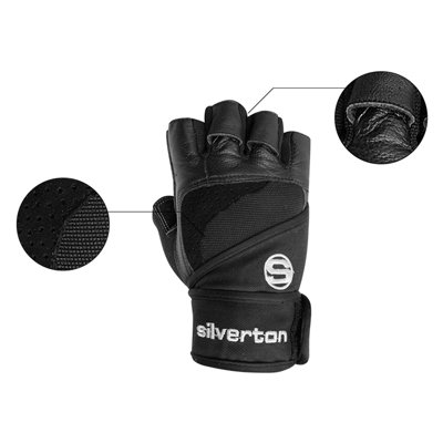 Weight Lifting Leather Workout Long Closure Straps Gloves - 140