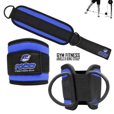 Weight Lifting Gym Ankle D Ring Strap Pulley Cable Attachment Leg Thigh Exercise - Blue