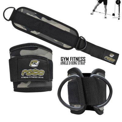 Weight Lifting Gym Ankle D Ring Strap Pulley Cable Attachment Leg Thigh Exercise - Green Camo