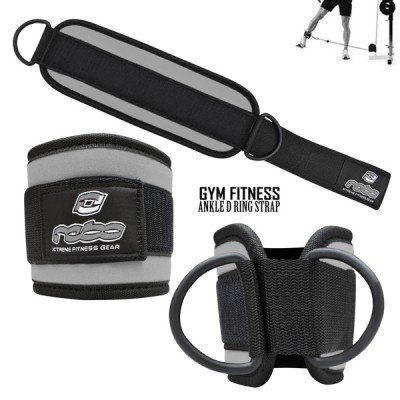 Weight Lifting Gym Ankle D Ring Strap Pulley Cable Attachment Leg Thigh Exercise - Grey
