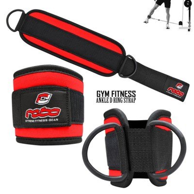 Weight Lifting Gym Ankle D Ring Strap Pulley Cable Attachment Leg Thigh Exercise - Red