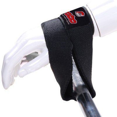 Weight Lifting Gym Strap Figure 8 Padded Cuff Straps Wrist Support Black