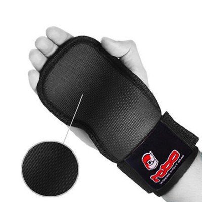 Weight Lifting Gel Pad Gripper Palm Training Anti-Slip Wrist Closure Strap Black