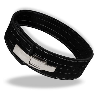 Weight Lifting Power NUBUCK Leather Belt Chrome Closure Lever Back Support