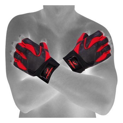 Weight Lifting Leather Gloves Gym Fitness Body Building Long Closure Strap Red
