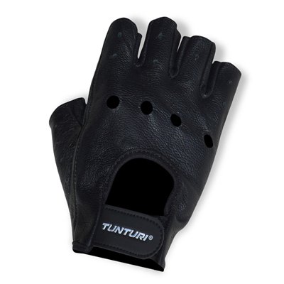  Weight Lifting Gloves Leather Gym Fitness Fingerless Body Building Gloves Black